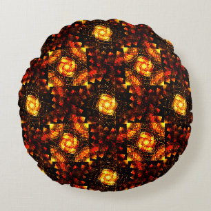 Gold Modernes Boho Elegantes Abstrakte Kunstmuster Rundes Kissen