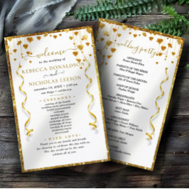 Gold Modernes Calligraphie-Hochzeitsprogramm
