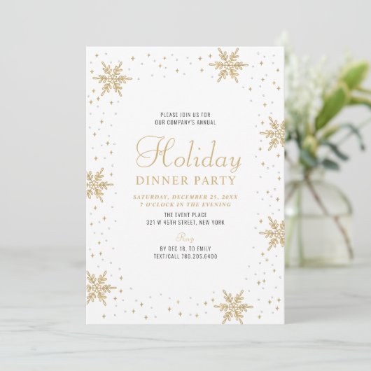 Gold Modernes Corporate Holiday Dinner Party Einladung (Stehend Vorderseite)