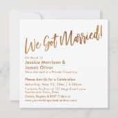 Gold Modernes Drehbuch & Spitzen Wir Got Verheirat Einladung (Vorderseite)