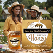 Gold Modernes Drehhoney mit Honeybee Quadratischer Aufkleber