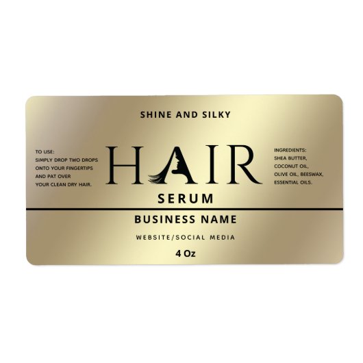 Gold Modernes, elegantes Haarserumlabel (Vorne)
