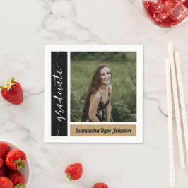 Gold Modernes Foto Abschluss Serviette