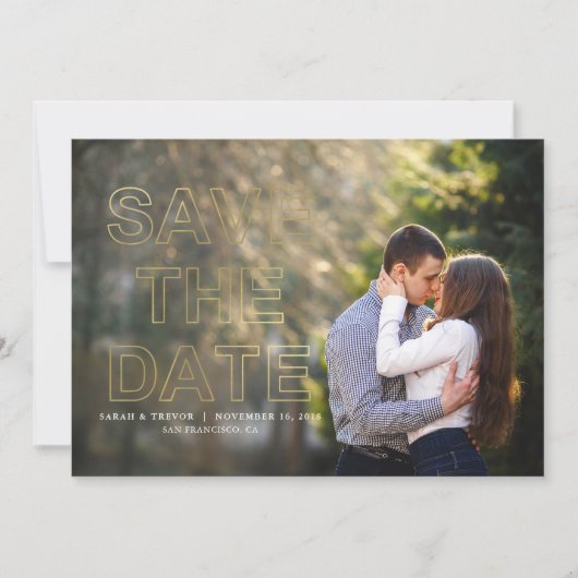 Gold Modernes Foto Hochzeit retten Datum Save The Date (Vorderseite)