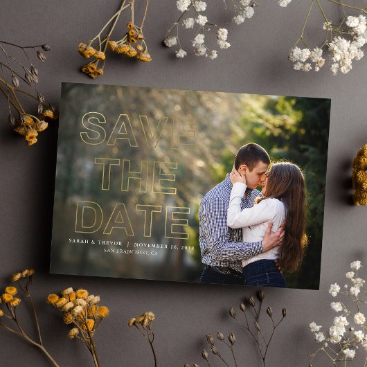 Gold Modernes Foto Hochzeit retten Datum Save The Date