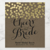 Gold Modernes Rustic Kraft Chic Cheers Brautparty Weinetikett (Einzelnes Label)