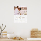 Gold Modernes Script Foto Hochzeit Willkommen Eleg Poster (Küche)