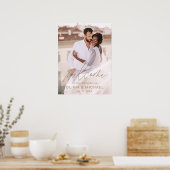 Gold Modernes Script Foto Hochzeit Willkommen Eleg Poster (Küche)