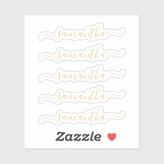 Gold Modernes Script Personalisiert Name Sticker (Blatt)