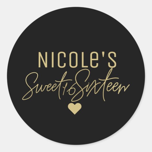 Gold Modernes Script SWEET 16 Farbe beliebig Runder Aufkleber (Vorderseite)