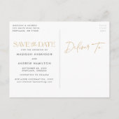 Gold | Modernes Typografie-Foto Save the Date Ankündigungspostkarte (Rückseite)