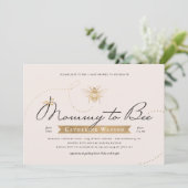 Gold Mommy to Bee Baby Shower Rosa Blush Einladung (Stehend Vorderseite)
