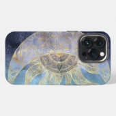 Gold Mond Sonne Mandala Himmelsdesign iPhone Hülle (Rückseite (Horizontal))
