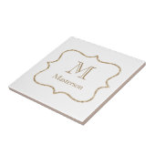 Gold Monogram Anfangsname White Gold Trendy Fliese (Seite)