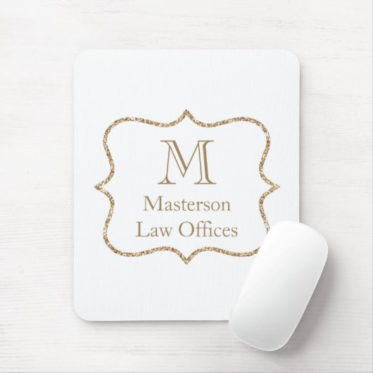 Gold Monogram Anfangsname White Gold Trendy Mousepad (Mit Mouse)