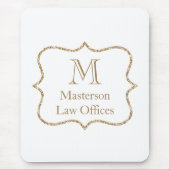Gold Monogram Anfangsname White Gold Trendy Mousepad (Vorne)