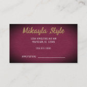 Gold Monogram auf texturiertem Burgundy Hintergrun Visitenkarte (Rückseite)