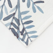 Gold Monogram Azure Blue Botanical Blätter Wedding Fleecedecke (Ecke)