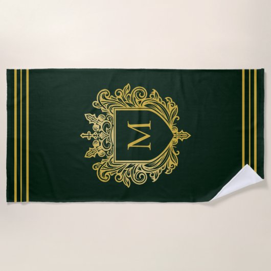 Gold Monogram Beach Handtuch (Vorderseite)