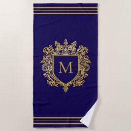Gold Monogram Beach Handtuch