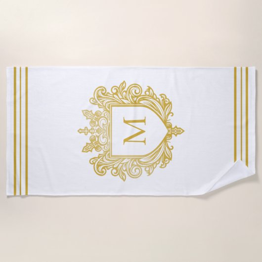 Gold Monogram Beach Handtuch (Vorderseite)