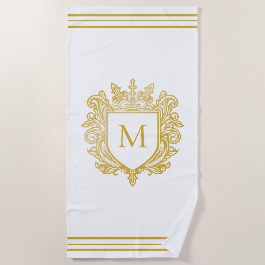 Gold Monogram Beach Handtuch (Vorderseite)