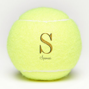 Gold Monogram Benutzerdefinierter Name Anfangsbuch Tennisbälle