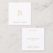 Gold Monogram Beruflich Elegant Modernes Einfaches Quadratische Visitenkarte (Vorne/Hinten)