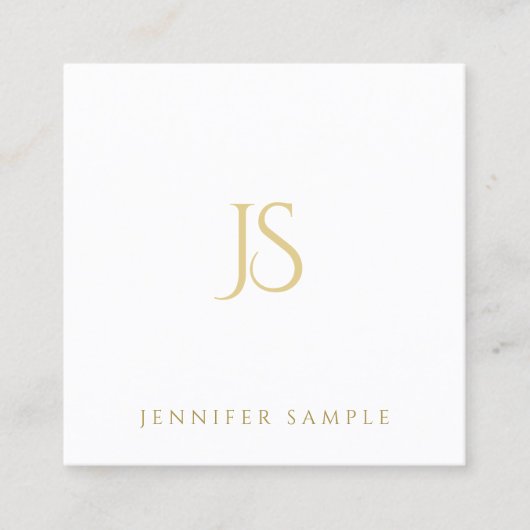 Gold Monogram Beruflich Elegant Modernes Einfaches Quadratische Visitenkarte (Vorderseite)