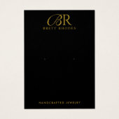 Gold Monogram Black Earring Juwelier Display Card (Vorderseite)