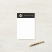 Gold Monogram Black Leather Look Elegant Post-it Klebezettel (Auf Schreibtisch)