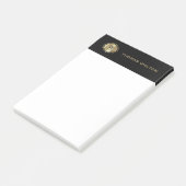 Gold Monogram Black Leather Look Elegant Post-it Klebezettel (angewinkelt)