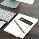 Gold Monogram Black Leather Look Elegant Post-it Klebezettel