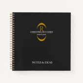 Gold Monogram Black Modern Elegantes Business Notizblock (Vorderseite)