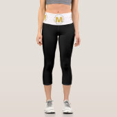 Gold Monogram Black Polka Dots Capri Leggings (Vorderseite)