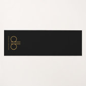 Gold Monogram Black Stilvoll Modernes Minimalistis Yogamatte (Vorderseite (Horizontal))