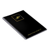 Gold Monogram Black Template Elegante Moderne Spir Notizblock (Rechte Seite)