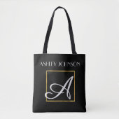 Gold Monogram Book Bag für High School | Uni Tasche (Vorderseite)