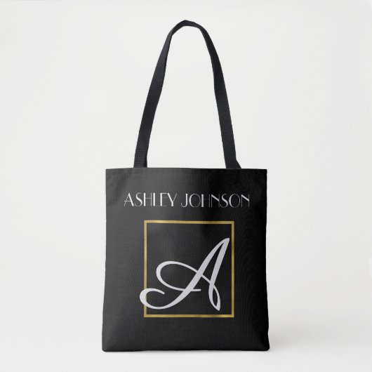 Gold Monogram Book Bag für High School | Uni Tasche (Vorderseite)