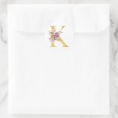 Gold MONOGRAM-Brief K mit Blume Runder Aufkleber (Tasche)