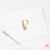 Gold MONOGRAM Brief P mit Blume Runder Aufkleber (Umschlag)