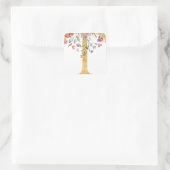 Gold MONOGRAM Brief T mit Blume Quadratischer Aufkleber (Tasche)