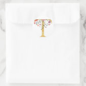 Gold MONOGRAM Brief T mit Blume Runder Aufkleber (Tasche)