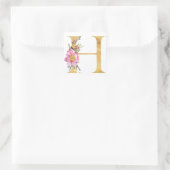 Gold MONOGRAM Buchstabe H mit Blume Quadratischer Aufkleber (Tasche)