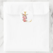Gold MONOGRAM Buchstabe L mit Blume Runder Aufkleber (Tasche)