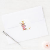 Gold MONOGRAM Buchstabe L mit Blume Runder Aufkleber (Umschlag)