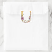 Gold MONOGRAM Buchstabe U mit Blume Quadratischer Aufkleber (Tasche)