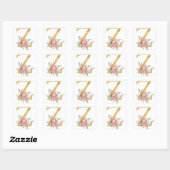 Gold MONOGRAM Buchstabe Z mit Blume Quadratischer Aufkleber (Blatt)