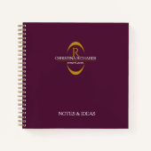 Gold Monogram Burgundy Modernes Elegantes Business Notizblock (Vorderseite)