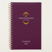Gold Monogram Burgundy Modernes Elegantes Business Planer (Vorderseite)